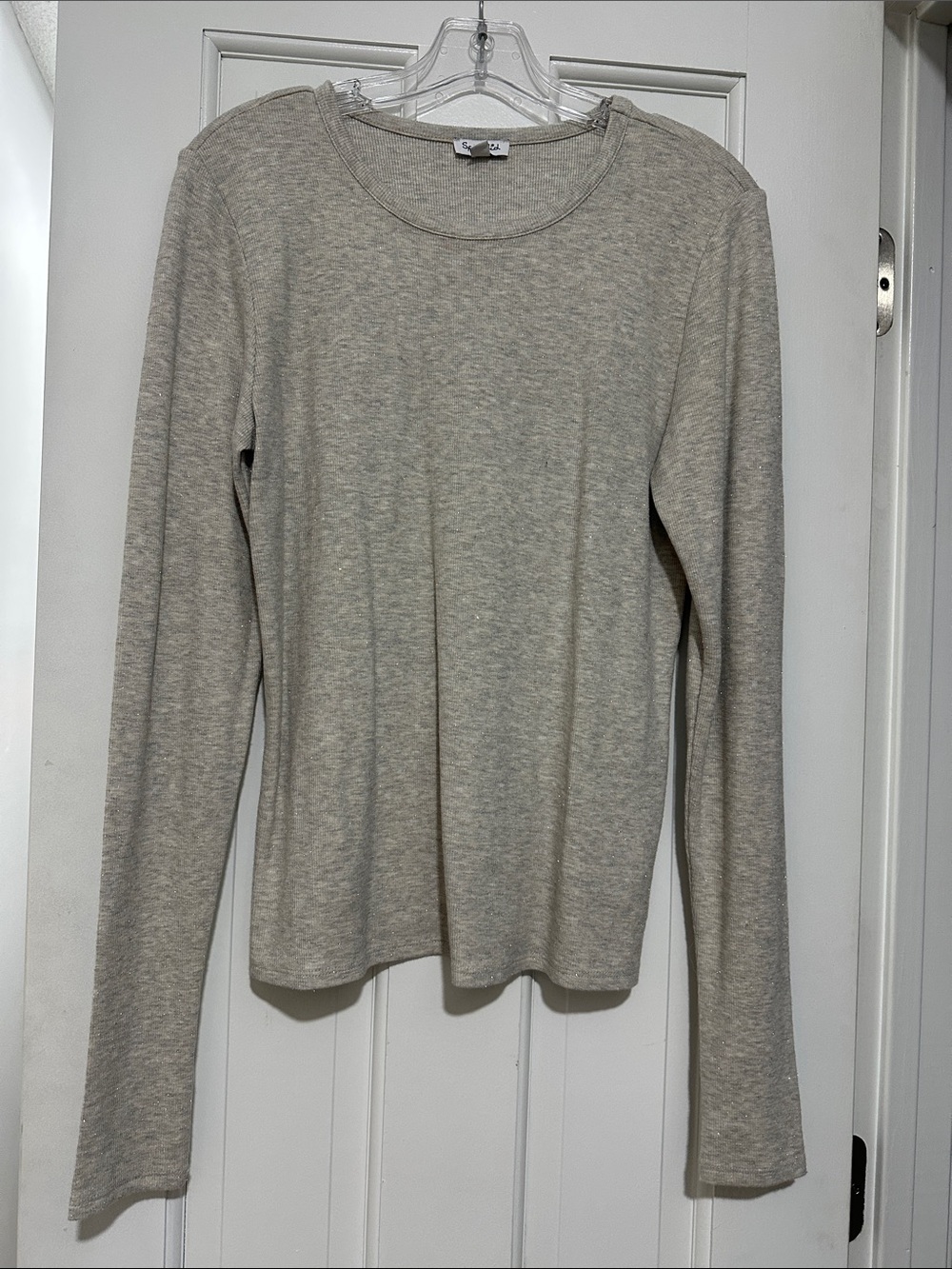 Women's Long-Sleeve Crewneck Top - shimmer Light Taupe